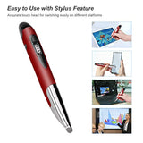 lychee Rechargeable Pocket Pen Mouse, Left/Right-Handed Wireless Optical Ergonomic Mouse with Stylus Function RGB Backlit Type-C & Micro USB Adapter for PC Laptop Notebook Mac (Red)