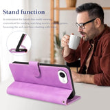 For Iphone 16E Wallet Case, Rfid Blocking 4 Card Slots Holder Cover For Iphone 16E 2025 6.1 Inches, Wrist Strap, Shockproof Protective Stand Leather Folio Flip Cases (Purple)