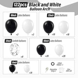 Black And White Balloon Arch Kit, Black And White Balloons With Silver Confetti Balloons For Birthday Graduation Engagement Baby Shower Party Decorations