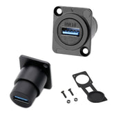 2Pcs Usb 3.0 Waterproof Socket, D-Type Usb Panel Mount Solderless Connector Fe
