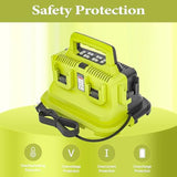6-Ports Rapid Battery Charger Station,Replacement For Devvalt Flexvolt 20V/60V Battery Charger,Compatible With Devvalt 20V/60V Flexvolt Battery Dcb200 Dcb205 Dcb606 Dcb609 Dcb612 Dcb615(Green)