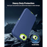 Case For Iphone 16E 2025, Heavy Duty & Rugged Dual-Layer With Usb C Port Anti Dust Protection Shockproof Phone Cases, Anti-Scratch Armor Back Cover For Iphone 16E 2025 6.1-Inch, Blue Green