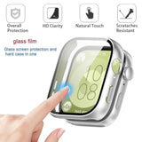 Smartwatch Case Compatible For Huawei Watch Fit 3 Screen Protector, Pc Hard Ultra Bright Tempered Glass One Piece Full Screen Protective Cases (Pack Of 3)