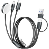 For Travel Vacation Essentials,3 In 2 Usb C Cable For Apple Watch Charger/Iphone 16 Charger/Lightning,Multi Charging Cable Cord,Camping Essentials,Designed For Iwatch &Iphone 16-12-5Ft Black