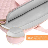 MOSISO 360 Protective Laptop Case 13.3 inch, 13-13.3 inch Laptop Sleeve Compatible with MacBook Air/Pro 13/Pro 14,HP Dell ASUS Lenovo, Square Quilted Bag Cover with 2 Pockets&Handle&Belt, Chalk Pink