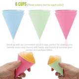 (6-Pack) Reusable Plastic Snow Cone Cups, Compatible With Nostalgia And Cuisinart Snow Cone Machine, Shaved Ice Cups For Syrup, Kid-Friendly, 6Oz