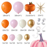 149Pcs Pink Fall Balloon Garland Arch Kit Orange Nude Gold with Pumpkin for Thanksgiving
