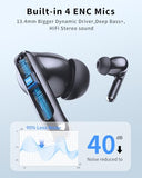 Wireless Earbuds, Bluetooth 5.4 Headphones with 50H Playback, Deep Bass Stereo Ear Buds Clear Calls with LED Power Display, IPX7 Waterproof, in-Ear