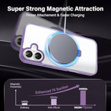 Clear Purple Magnetic Case for iPhone 6.1" - Built-in Invisible Stand Compatible with MagSafe Military Grade Drop Protection Anti-Yellowing Hard Back Silicone Edge Cover