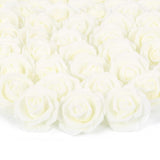 Artificial Rose Flower Heads, 100Pcs Ivory Fake Roses Artificial Flower Foam Rose For Diy Wedding Bouquets Centerpieces Arrangements Party Baby Shower Home Decor (Stemless, Ivory)