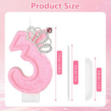 Pink Birthday Candle Crown Number 3 Candles Cake Candle,Pink Birthday Cake Topper Cupcake Decorations Party Decor For Girls And Women Anniversary Celebrations Supplies Favors