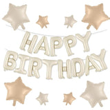 Happy Birthday Cream Foil Balloon Set with Star Balloons