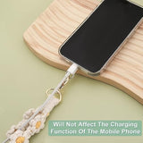 2 Pack Boho Macrame Phone Wrist Strap Floral Lanyard Keychain Pink Green