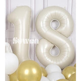 40 Inch Cream White Large 18 Number Balloons Big Foil Helium Number Balloons 0-9 Jumbo Happy 18Th Mylar Birthday Party Decorations For Boy Or Girl 81 Anniversary Party Supplies