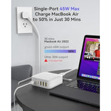 Usb C Charger Block, 130W 6 Ports Fast Wall Chargers, Charging Stations With Pd 45W, Dual Pd 20W, 3 Usb A, 3 Usb C, Qc, Pps, 6Ft Cord, Compatible With Iphone, Galaxy, Pixel, Macbook, Ipad Pro