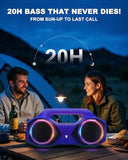 Bluetooth Speaker Outdoor Loud: 80W(Peak) with Bass, Portable Wireless Speaker with IPX7 Waterproof, 20H Playtime, RGB Lights, TWS for , Beach, Work