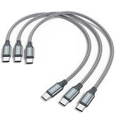 Usb C To C Cable (3 Pack 1Ft),Short Usb Type C Fast Charging Nylon Braided Charger Cord Compatible With Iphone 16 15 Pro/15 Pro Max Android Samsung Galaxy S24 S23 S22,Macbook Pro, Ipad Pro Usb-C