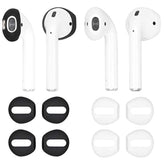 (Fit In Case) 4 Pairs Replacement Super Thin Slim Silicone Earbuds Ear Tips And Covers Skin Accessories For Apple Airpods Or Earpods Headphones (Fit In Charging Case) (Black White)