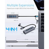 Usb To Usb Hub & Usb C Hub T1-Ac, Usb C To Usb 3.0 High Speed Ports Hub, 4-Por