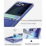 For Samsung Galaxy Z Flip 7 Case,With Privacy Screen Protector & Hinge Protection,Anti-Yellowing, Anti-Fingerprint,Hard Pc Ultra-Durable Case For Samsung Z Flip 7,Clear
