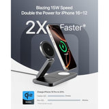 3 In 1 Wireless Charging Station With Qi2 Magnetic Charger For Iphone 16 Pro/16/16 Pro Max/15 Pro/15/15 Pro Max, For Apple Watch 9/Ultra 2/Se/8/7/6/5/4/3/2, For Airpods Pro/Pro 2/3 (Black)