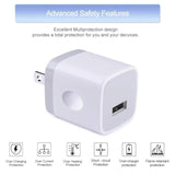 Usb Wall Charger Micro Usb Cable,4Kit Charging Block Usb Charger Cube Plug With Android Micro Cord Cable Compatible Samsung Galaxy S7 Edge A10 A6 M10 J7 J8 S6 S5 Note 5 4, Lg, Htc, Moto, Android Phone