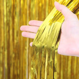 3.3 X 6.6 Ft Foil Fringe Backdrop Curtains, Tinsel Streamers Party Decorations, Fringe Backdrop For Birthday, Baby Shower, Gender Reveal, Graduation (3, Gold)