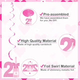 20pcs 21st Birthday Hanging Swirls β Pink Champagne Bottle Decorations for Her