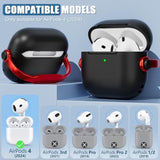 For Airpods 4 Case,Compatible With Apple Airpods 4Th Generation Case With Drop Protection Lock And Phone Holder Function,With Cleaner Kit And Keychain,For Men And Woman(Black Red)