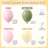 Pastel Balloon Arch Kit: Pink, Yellow, Sage Green Party Decor