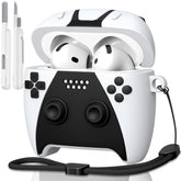 AirPods 4 Case Cover with Cleaner Kit, 3D Game Controller Design Silicone Protective Case for AirPods 4th Generation 2024 (White/Black)