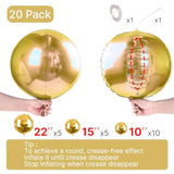 20-Pc Metallic Gold Foil Balloons, Large Round Mylar for Party Decor