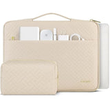 Laptop Sleeve Case 16 Inch Waterproof Shockproof Computer Carrying Handbag With Handle And Small Accessory Bag Compatible With 16 Inch Hp Dell Aspire Notebook,Beige