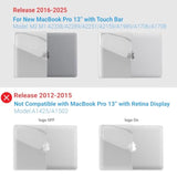 IBENZER Compatible with 2025 2024 M2 MacBook Pro 13 Inch Case 2025-2016 M1 A2338 A2289 A2251 A2159 A1989 A1706 A1708, Hard Shell Case & Keyboard Cover for Mac Pro 13, Crystal Clear, T13CYCL+1A