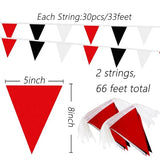 Red White and Black Pennant Banner String Kids Party DIY Garland for Birthdays School Carnivals Outdoor Games Bug Themed Events Slumber Party Backyard Adventures Weddings 66Ft 60Pcs