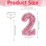 Pink Number 2 Candle Birthday Girl, Glitter Number 2 Candle Cake Topper With Sequins, Princess 2Nd Birthday Party Decorations For Wedding, Party Supplies