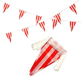 100 Feet Red & White Striped Pennant Banner Flags String 60 Pcs Indoor/Outdoor Triangle Bunting Flags,Party Decorations Supplies For Carnival Circus,Kids Birthday,Festival Celebration