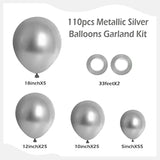 Metallic Silver Balloon Arch Kit: Chrome Party Decor, 110pcs