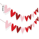 2 Pack Glittery Heart Banner Garland Valentines Day Decorations Pre-St