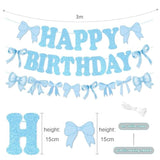Bow Birthday Party Decoration, Blue Bow Banner Bluek Bow Party Hanging Swirls For Girls Woman Coquette Birthday Baby Shower(Blue)