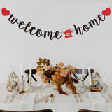 Black Welcome Home Banner Glittery Decoration for Housewarmings & Celebrations