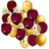 Maroon & Gold Party Balloons (30pcs) – Graduation 2025, Birthday, Bridal Shower, Wedding Decor