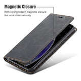 For Iphone Xr Case, Premium Pu Leather Cover Tpu Bumper With Card Holder Kickstand Hidden Magnetic Adsorption Shockproof Flip Wallet Case For Iphone Xr (6.1 Inch) - Black