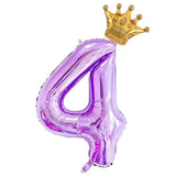 40Inch Purple Number 4 Crown Balloons Set 4Th Birthday Girls Wedding Anniversary