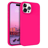 Iphone 14 Pro Case, Slim Fit Liquid Silicone Shockproof Soft Rubber Bumper Anti-Scratch Cover With Microfiber Lining, Hot Pink