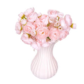 12 Pcs Ranunculus Artificial Flowers Faux Silk Mini Ranunculus Flowers For Wedding Decoration Bride Bouquet Faux Flowers Crafts Floral Arrangement(Pink)