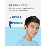 Belkin SoundForm Nano 2 Bluetooth Earbuds for Kids with Built-in Microphone, 28H Battery Life, Safe 85dB Volume, IPX5 Water Resistance - Kids Bluetooth Earbuds for iPhone, iPad, Galaxy, & More - Blue