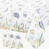 3Pcs Ocean Tablecloth Decoration Under The Sea Theme Party Supplies Sea Turtles Disposable Plastic Table Covers Underwater Sea Life Table Cloth For Ocean Baby Shower Birthday