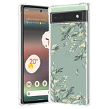 Floral Case For Google Pixel 7,Clear Leaves Case Slim Cute Cover For Girls Women,Transparent Soft Tpu Bumper Protective Case With Reinforced Corners,Green Leaves