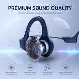Bone Conduction Headphones, Open Ear Headphones Wireless Bluetooth 5.4 With Mic, 6-10H Long Life Waterproof Sport Headset(Blue)